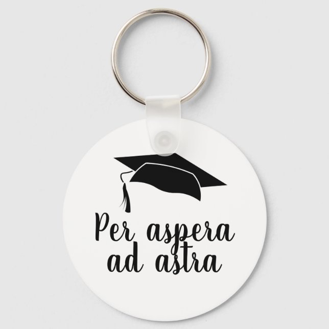 Chaveiro Per aspera ad astra Latin Quote Black Graduation (Frente)