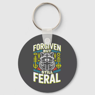 Chaveiro Perdoado Mas Ainda Feral Guaxinim Citação Cristã 7