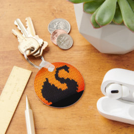 Chaveiro Perfil de Swan Negro no Impressão de Crochet Sunse