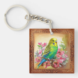 Chaveiro periquito e flores