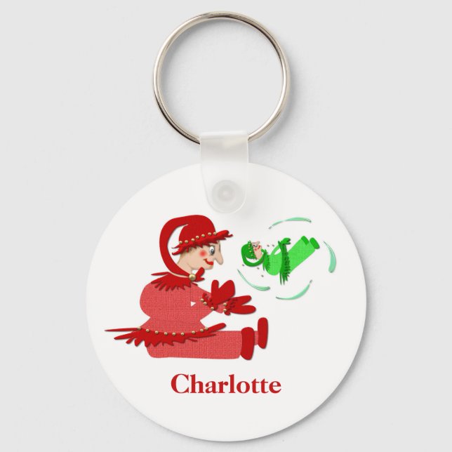 Chaveiro Personagens engraçados da peça de madeira (Frente)