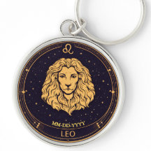 Personalised Leo Zodiac Keychain with Birth Date