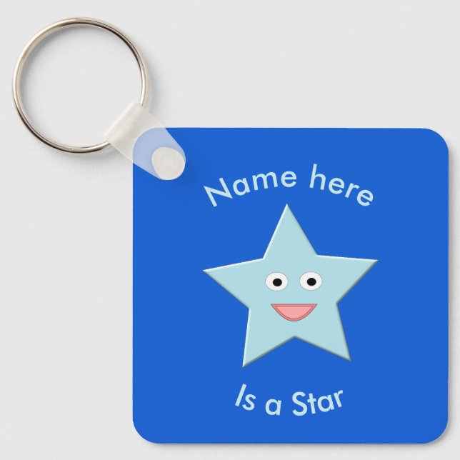 Chaveiro Personalização da Estrela de Celebração Azul Brilh (Frente)