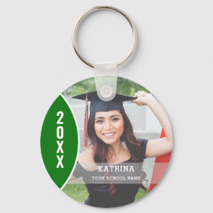 Chaveiro Personalização de Foto de Graduação Verde e Branco