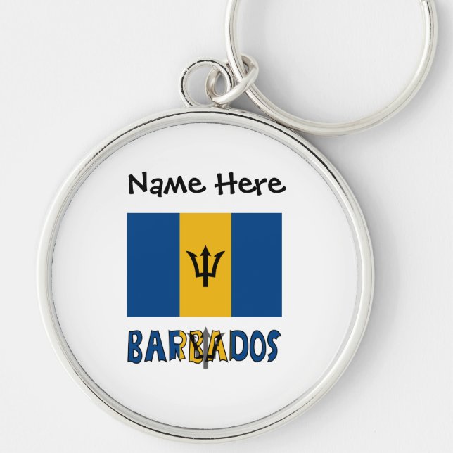 Chaveiro Personalização Negra Bandeira de Barbados (Frente)