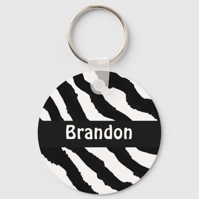 Chaveiro Personalizada com faixa de zebra branca e (Frente)