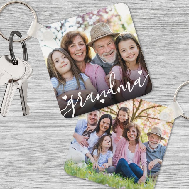 Chaveiro Personalizada Família Vovó Dupla Faculdade Duas Fo (Custom Double Sided Grandma Family Two Photo keychain)