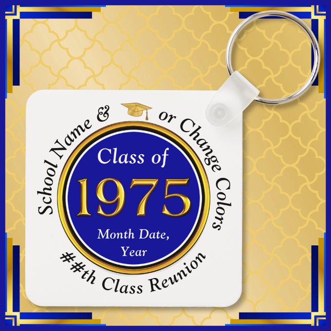 Chaveiro Personalizado barato, Classe de Reunião de 1975, R (50 year, Class of 75 reunion. High School Reunion Keychains. Personalized, class of 1975 favors.)
