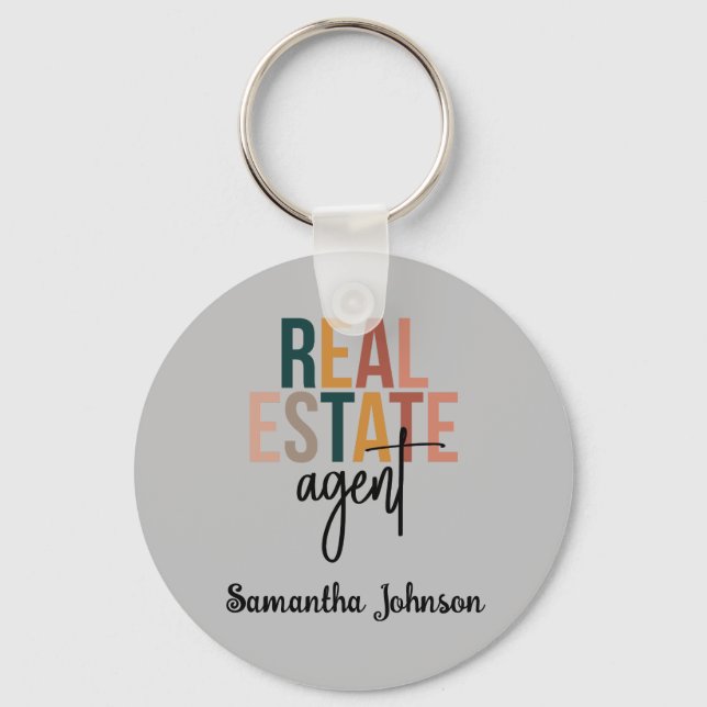 Chaveiro Personalizado Boho Real Estate Agent (Frente)