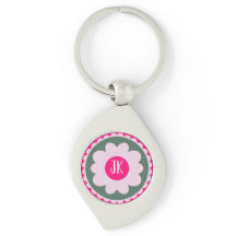Chaveiro Personalizado com Redemoinho Floral Rosa