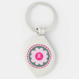 Chaveiro Personalizado com Redemoinho Floral Rosa