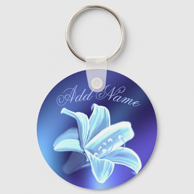 Chaveiro Personalizado da Flor Azul bonito (Frente)