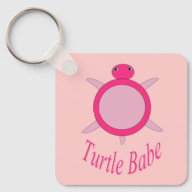 Chaveiro Personalizado De Babá De Tartaruga Cor-De-Rosa (Frente)