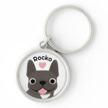 Chaveiro Personalizado de Bulldog Francês com Nome