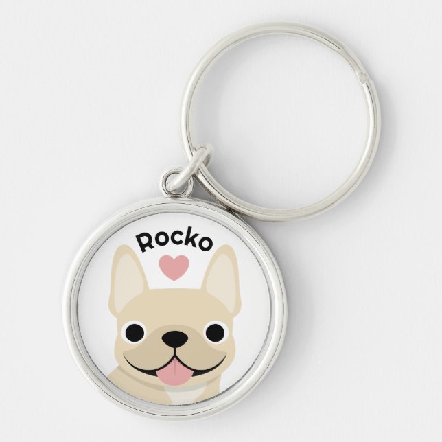 Chaveiro Personalizado de Bulldog Francês com Nome (Frente)