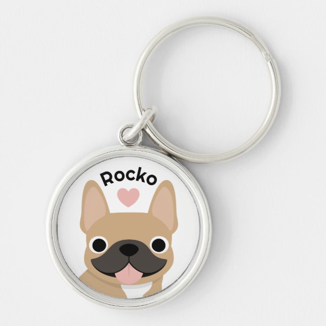 Chaveiro Personalizado de Bulldog Francês com Nome (Frente)