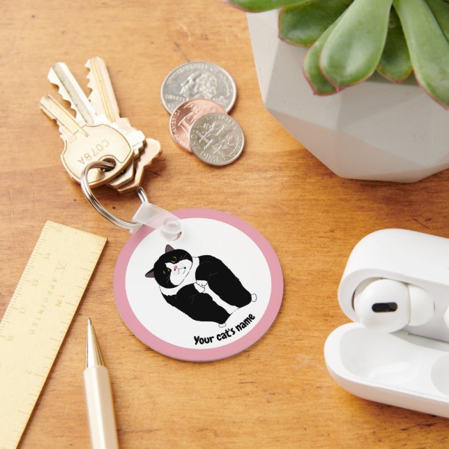 Chaveiro Personalizado de Gato Tuxedo Fofo (Mesa)