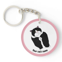 Chaveiro Personalizado de Gato Tuxedo Fofo