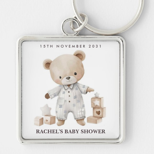Chaveiro Personalizado de Urso de Pelúcia para Chá (Frente)