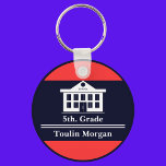 Chaveiro Personalizado de volta à 5 escolar. Grau<br><div class="desc">5 Personalizado de Volta à Escola. Chaveiro. Personalize-o com seu nome e número de classe para uma aparência exclusiva de cinta.</div>