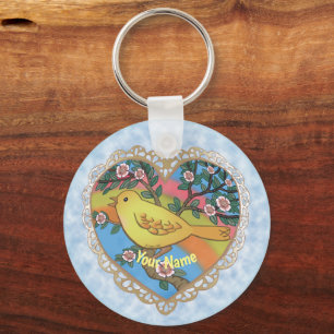 Chaveiro personalizado do Pássaro Corante Amarelo