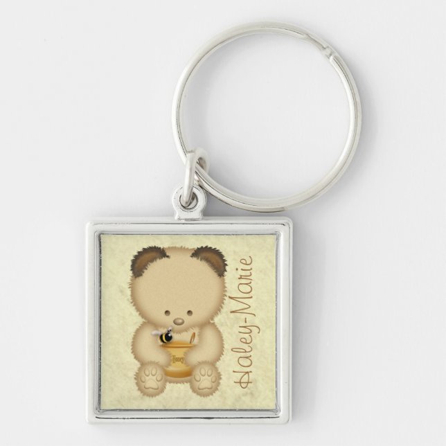 Chaveiro personalizado do urso de mel (Frente)