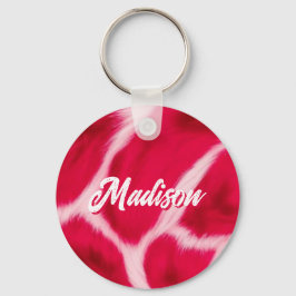 Chaveiro Personalizado Estampa de Animal Leopardo Rosa Verm