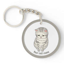 Chaveiro Personalizado Gato Cinza Fofo