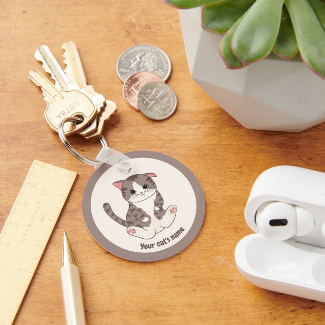 Chaveiro Personalizado Gato Marrom Fofo (Mesa)