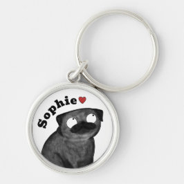 Chaveiro Personalizado Pug com Nome, Presente Pug