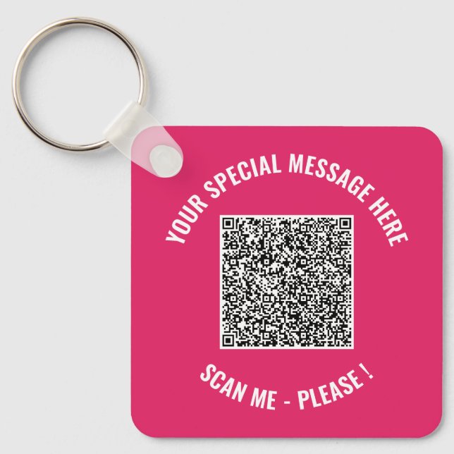 Chaveiro Personalizado Seu Código QR Texto Personalizado Po (Frente)