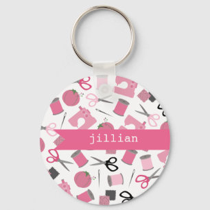 Chaveiro personalizado Sewing cor-de-rosa