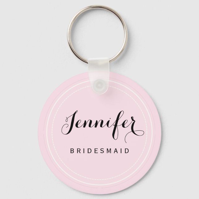 Chaveiro Personalizar Bridesmaid em preto-e-rosa (Frente)