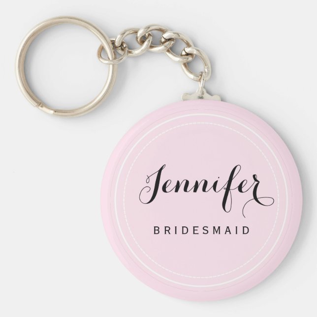 Chaveiro Personalizar Bridesmaid em preto-e-rosa (Frente)