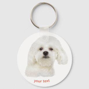Chaveiro Personalizar cão maltês branco