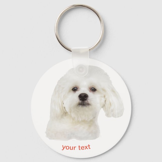 Chaveiro Personalizar cão maltês branco (Frente)