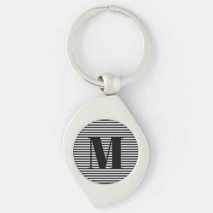 Chaveiro Personalizar faixas brancas pretas iniciais do mon
