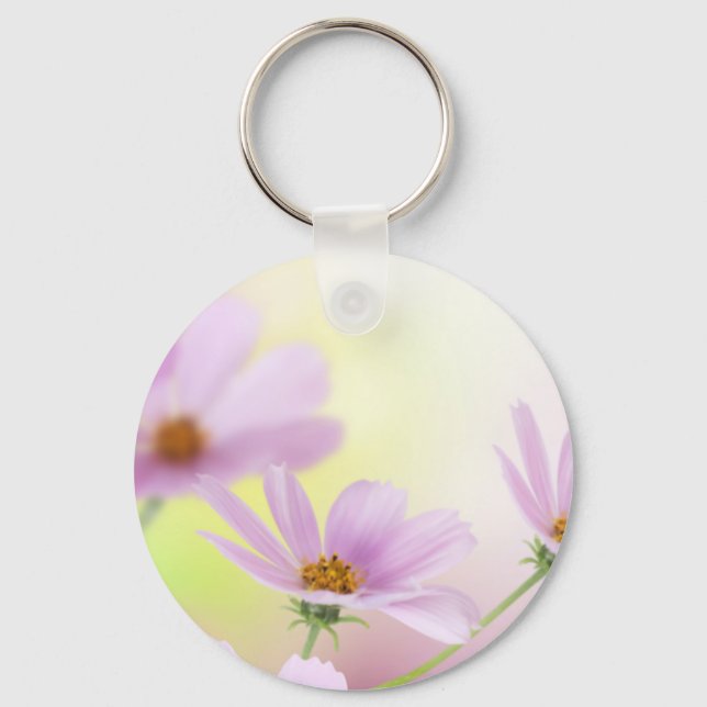 Chaveiro Personalizar Imagem & Flor Rosa Aquarela (Frente)