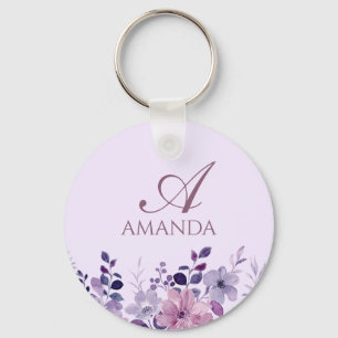 Chaveiro Personalizar Nome Flor Roxo