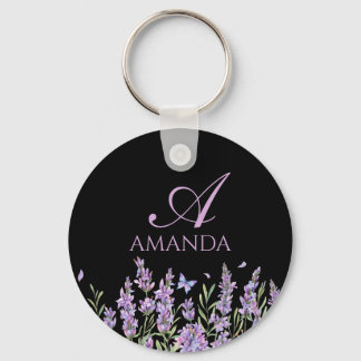 Chaveiro Personalizar nome Lavanda roxa preto