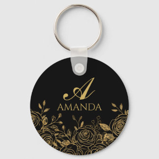 Chaveiro Personalizar o nome Dourado da flor de luxo
