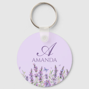 Chaveiro Personalizar o nome Flor de Lavanda Roxo
