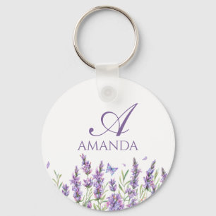 Chaveiro Personalizar o nome Flor de Lavanda Roxo