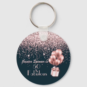 Chaveiro Personalizável 50 e fabuloso Rosa Dourado 50º aniv