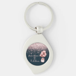 Chaveiro Personalizável 50 e Fabuloso Rosa Dourado B'day Fa