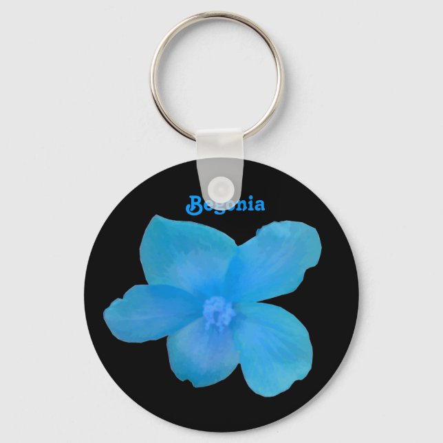 Chaveiro personalizável de Begonia Azul (Frente)