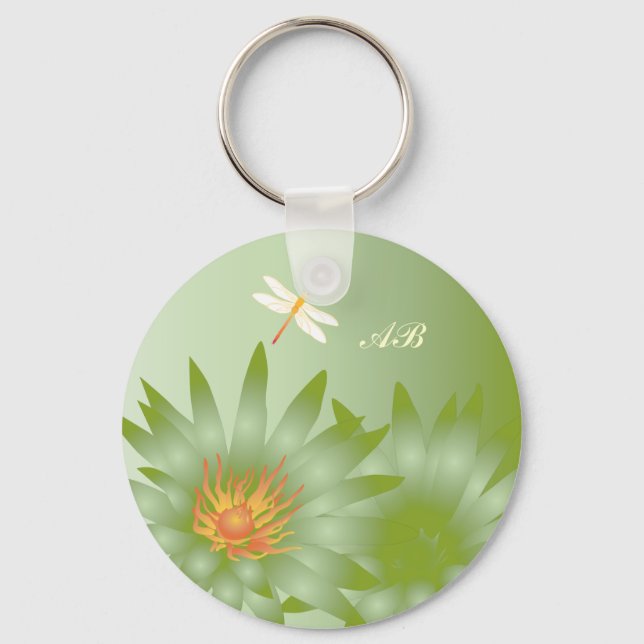 Chaveiro Personalizável: margaridas verdes (Frente)