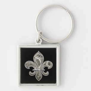 Chaveiro personalizável Silver Fleur de Lis