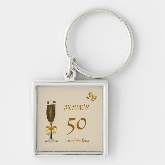 Chaveiro Personalize esta Feliz 50º aniversário Mãe (Frente)