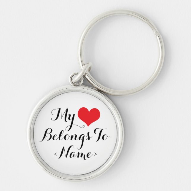 Chaveiro Personalize Meu Coração Pertence A <Name> (Frente)